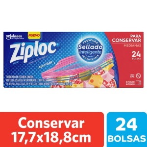 ZIPLOC BOLSA PARA CONSERVAR MEDIANA 17.7x18.8cm x 24u